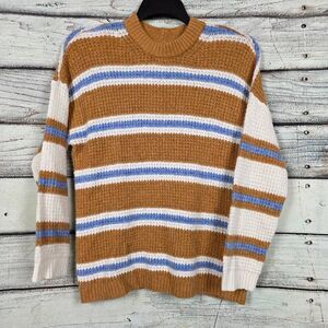 American Eagle Striped Knit Sweater Brown Blue XS